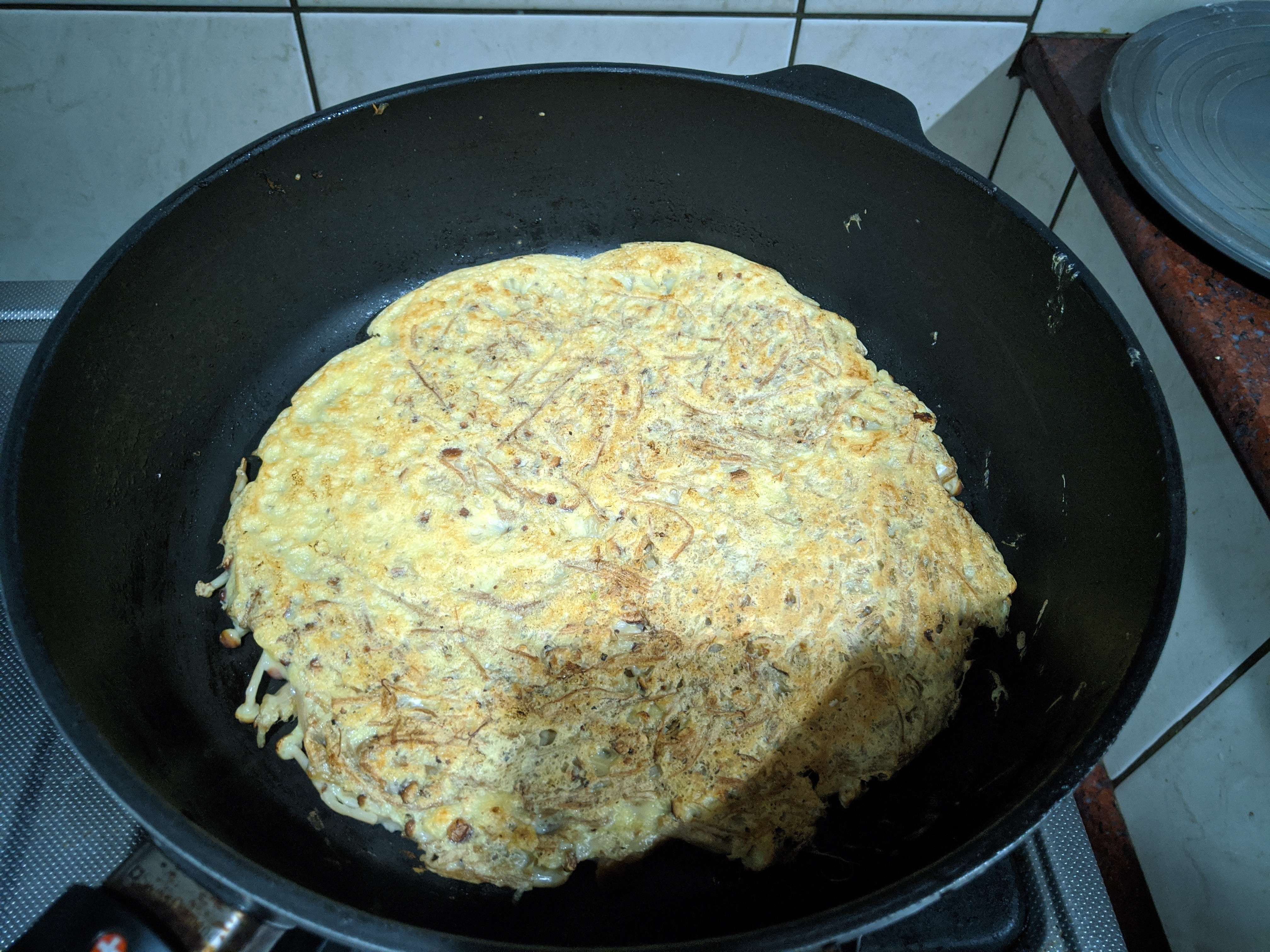 酥脆金针菇煎饼(蛋素)的加工步骤