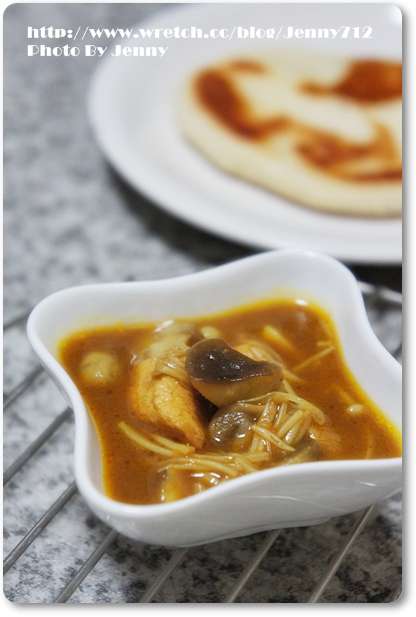 印度烤饼(煎饼)&咖喱鸡肉鲜菇汤的加工步骤