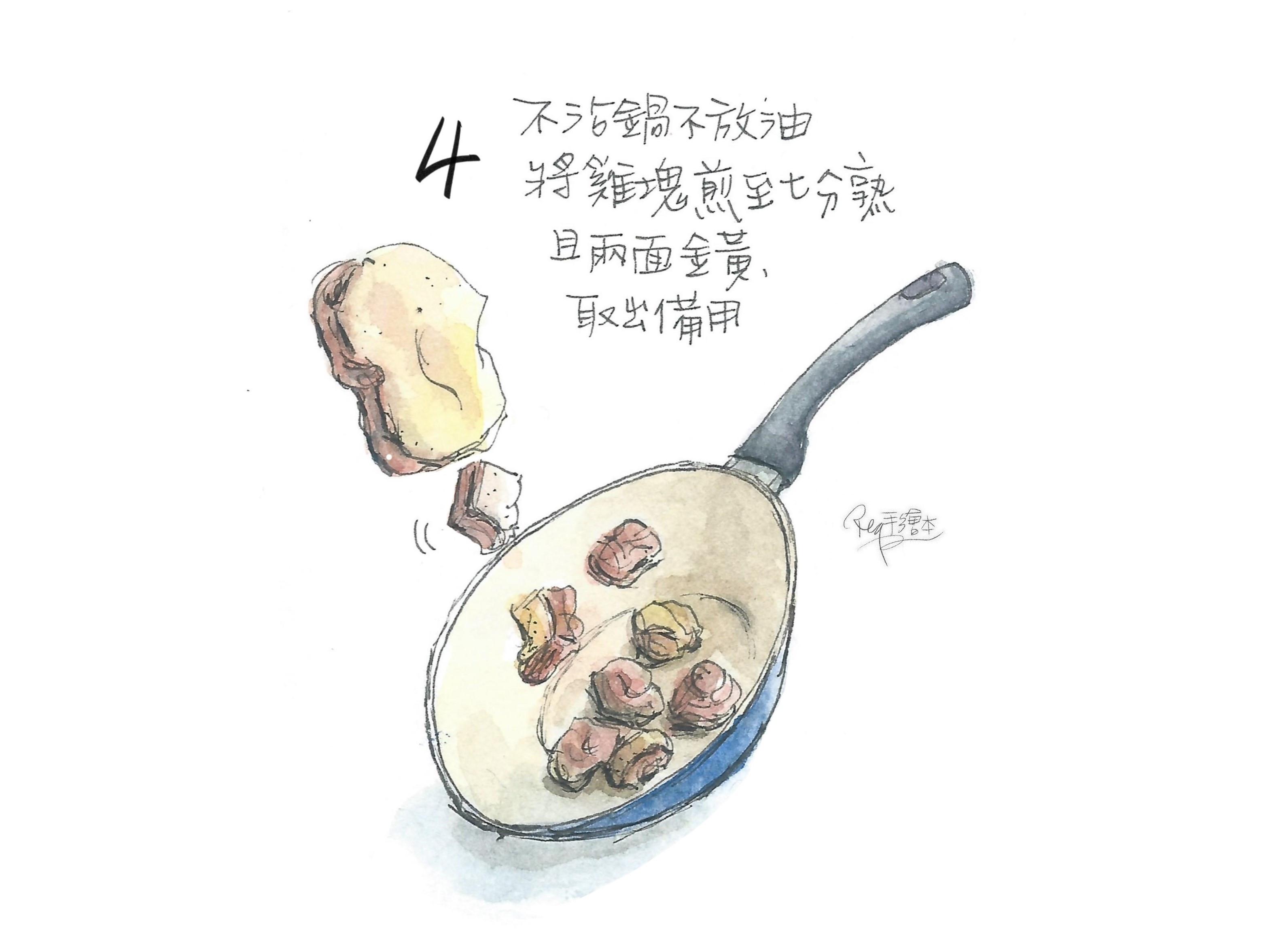 豉汁彩椒鸡球【年菜】-手绘食谱的加工步骤