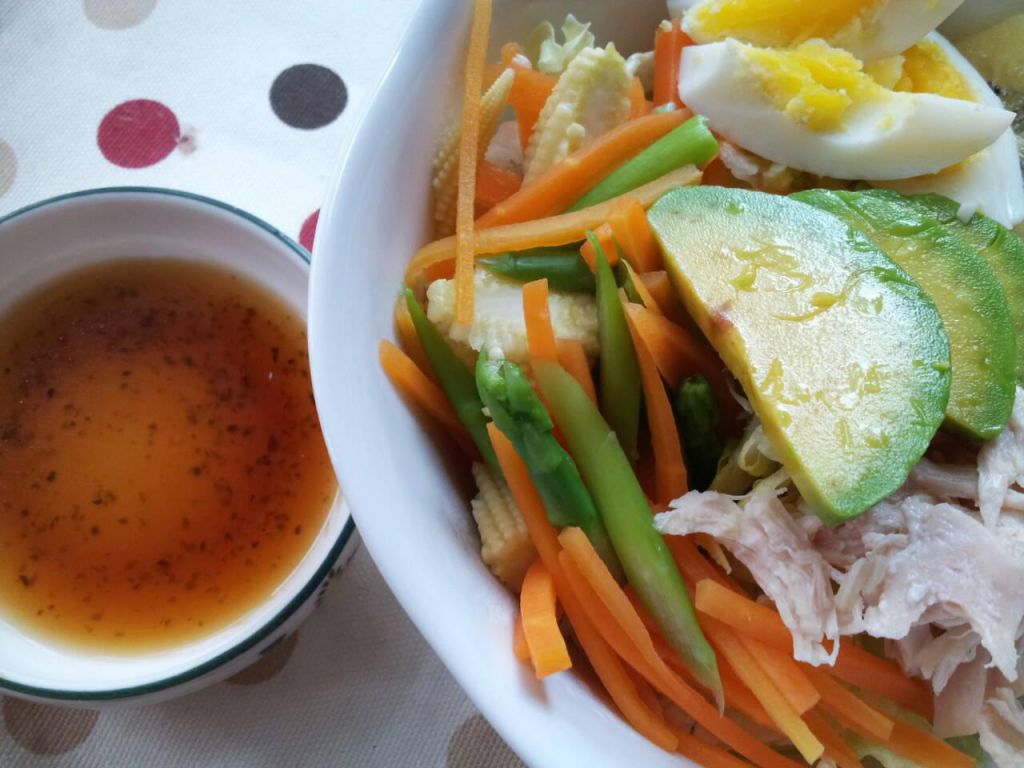 健康轻食 ~ 酪梨鸡丝蔬菜沙拉的加工步骤