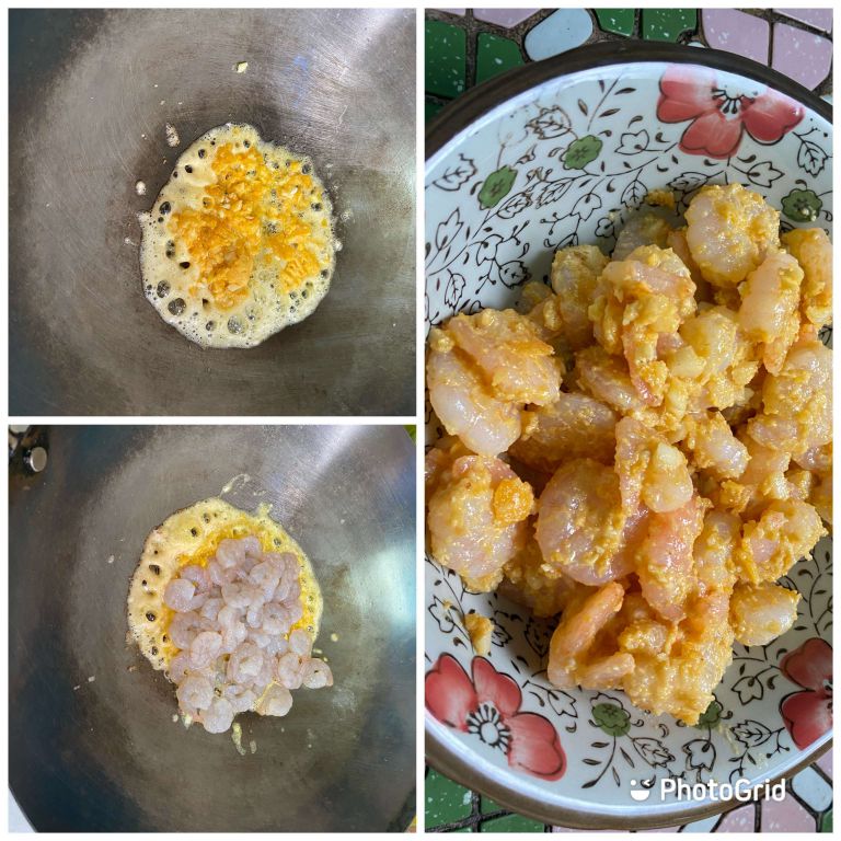 金沙虾仁炒饭的加工步骤