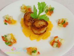 柳橙煎干贝 Tangy Scallop with Salad