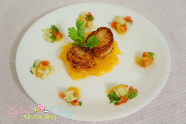 柳橙煎干贝 Tangy Scallop with Salad的加工步骤