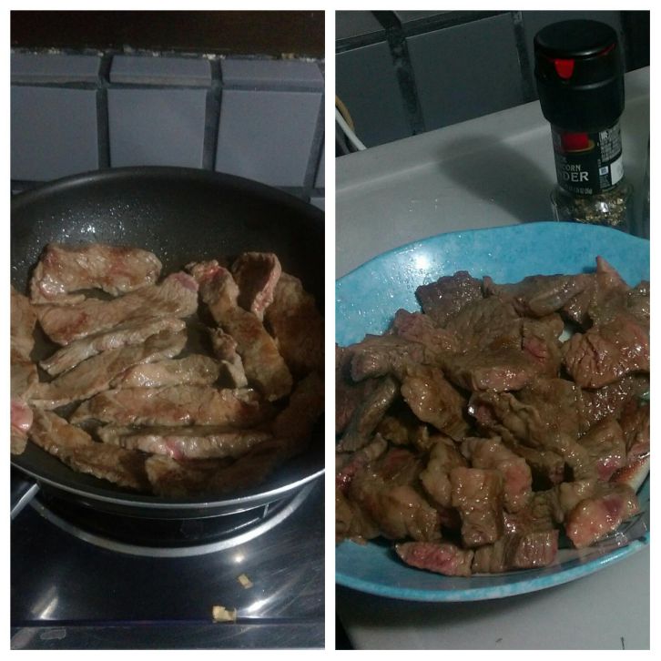 🍴蒜片黑椒炒牛肉的加工步骤