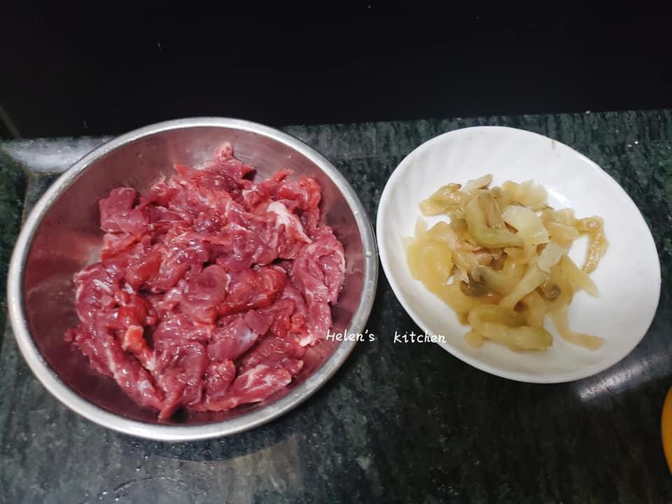 惹味家常小菜 🐂榨菜蒸牛肉🐂的加工步骤