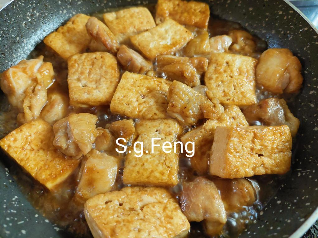 家常红烧鸡肉豆腐的加工步骤