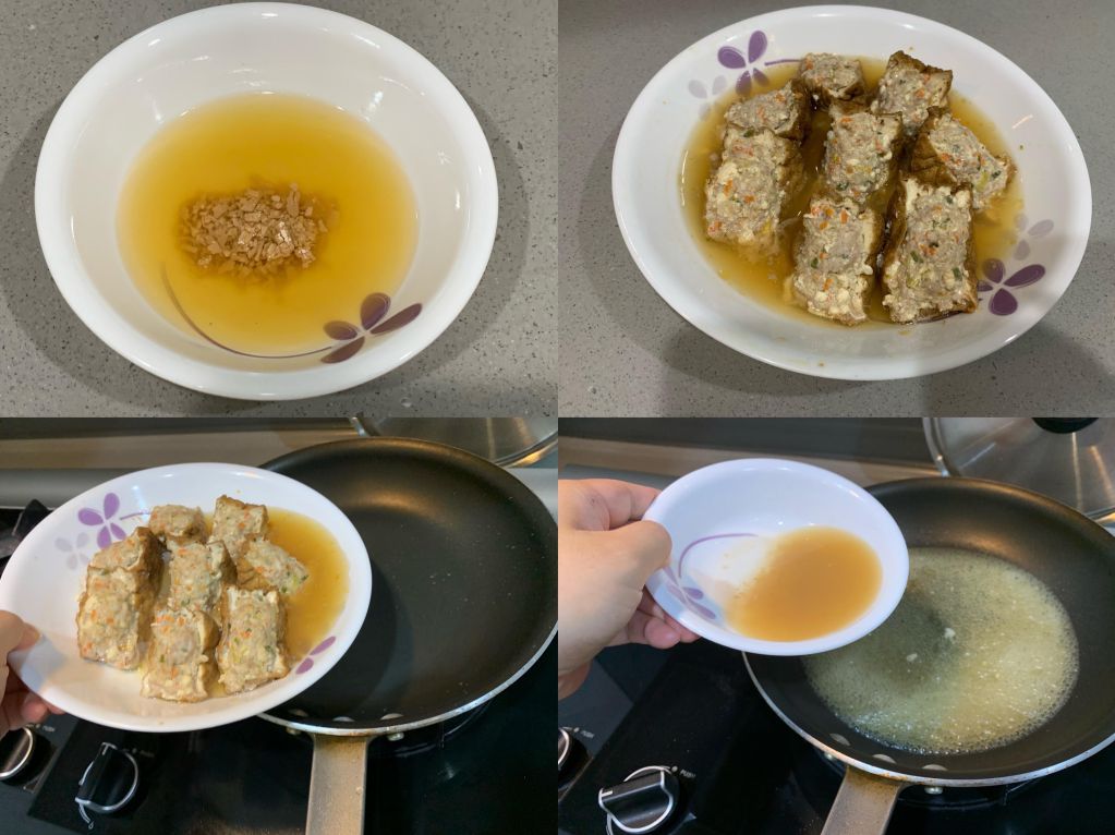 油豆腐镶肉的加工步骤