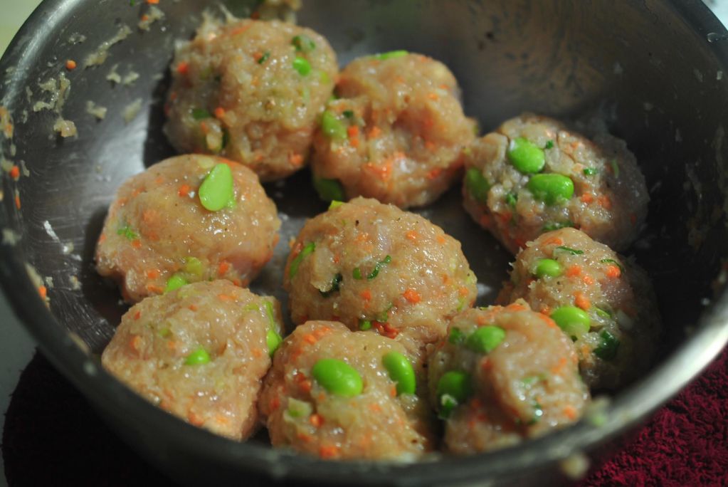 毛豆鸡肉饼(便当菜)的加工步骤