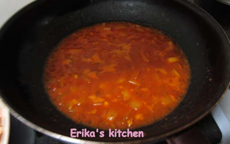 Erika's kitchen 蕃茄海鲜焗烤饭的加工步骤