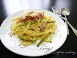 西式♪ 芦笋培根奶油意大利面 Asparagus Bacon cream pasta