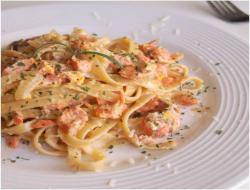 奶油鲑鱼意大利面 Fettuccine with salmon and cream sauce