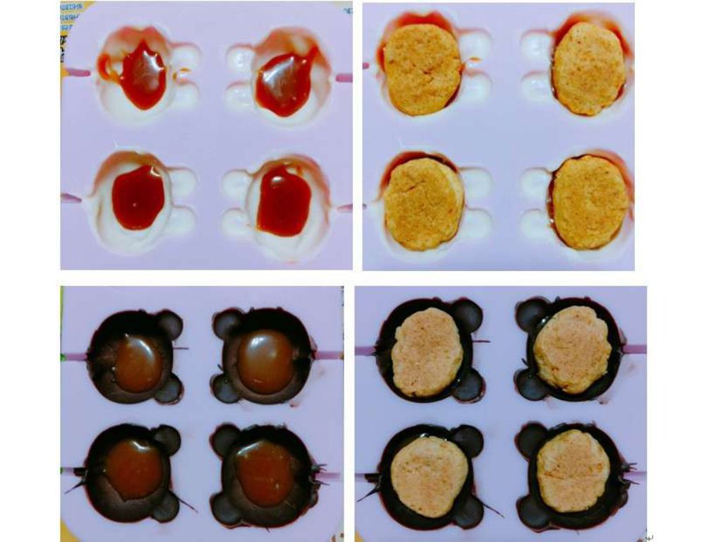 熊大兔兔夹心巧克力(焦糖饼干夹心)的加工步骤